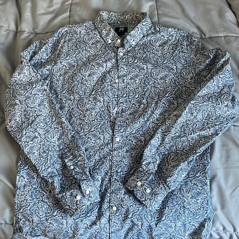 H&M large dress shirt long sleeve Blue